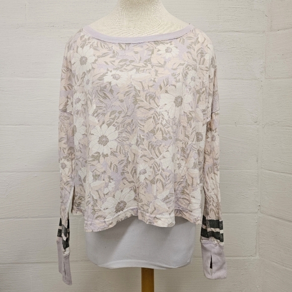 Free People FP Movement Radiate Positive Vibes Long Sleeve Floral Crewneck Sz Sm - Picture 2 of 10